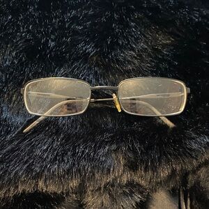 Gucci Rectangular Metal Frame Glasses in Black with Gold Accent